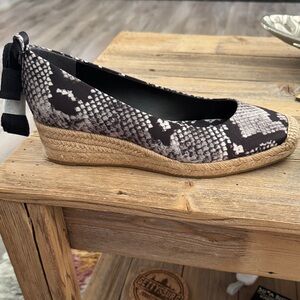 Tory Burch Black and White Snakeskin Espadrilles